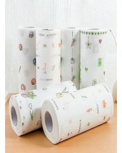 Dkriva Reusable- and Washable Kitchen Printed Tissue Roll Non-stick Oil Absorbing Paper Roll Kitchen Special Paper Towel Wipe Paper Dish Cloth Cleaning Cloth50 sheets pack of 1