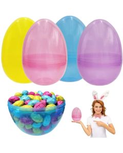 The Dreidel Company 8 Inch Massive Translucent Easter Eggs 2 Pack Colorful Bright Plastic Easter Eggs Perfect For Easter Egg Hunt Surprise Egg Easter Hunt 8 Giant Fillable Eggs 2Pack