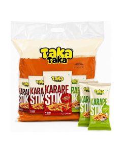 Taka Taka Karare Stik - Cream & Onion Flavour, 12 Pack (25g each) / Crispy Corn Snack Sticks / Creamy & Tangy Onion Taste / Perfect for Snacking On-the-Go