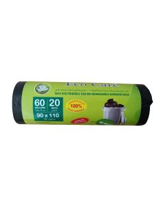 Eco Care Black Garbage Bag Roll - 20 Count, 60 Gallons, 90X110 Cm