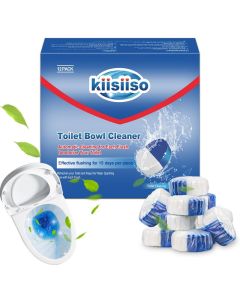 KIISIISO Toilet Bowl Cleaner Tablets 12 PACK Commercial Household Bathroom Cleaners Automatic Toilet Tank Cleaners DeodorizersBlue and White