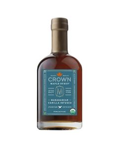 Crown Maple Certified Organic Madagascar Vanilla Infused Maple Syrup Pure Gluten Free No Preservatives NonGMO Pairs well with Pancakes Coffee Cocktails Brunch 127 Fl Oz Pack of 1