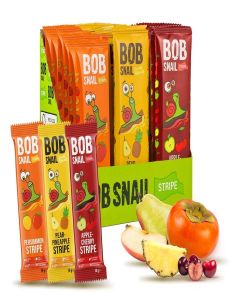 Bob Snail Healthy Snacks Variety Pack For Adults And Kids - 30 Sticks Of Gluten Free Fruit With Dried Cherry, Pear, Pineapple, Persimmon, Apple - Natural Dried Fruit Snacks - Vega Snack