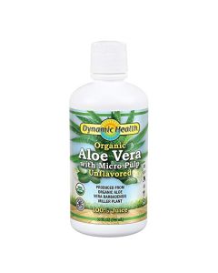 Dynamic Health Organic Aloe Vera Juice wMicro Pulp Unflavored No Added Sugar Artificial Color or Sweeteners No Gluten or BPA 32oz 8 Serv