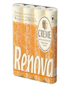 Renova Creme Toilet Paper, 12 Rolls, White, 4-Ply, Lotion and Perfumed,Super Soft, Dermatologically and Gynaecologically Tested, 140 Pulls/Roll (1680 Sheets Total) / First Time in India