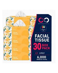 Facial Tissue Box - 30 Packs of 200 Sheets - Contains 6000 Premium 2 Ply Tissues