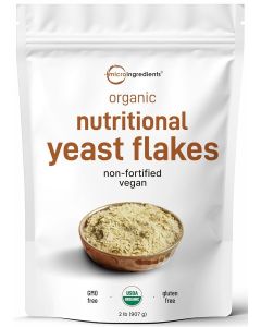 Organic Non-Fortified Nutritional Yeast Flakes, 2 Pounds / Rich in Vegan Protein, B Vitamins & Beta-glucans / Keto Friendly, Dairy Free Cheese Substitute, Non-GMO, Gluten Free