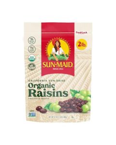 SunMaid Organic California SunDried Raisins 32 oz Resealable Bag Organic Dried Fruit Snack for Lunches Snacks and Natural Sweeteners