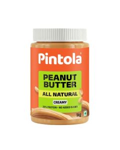 Pintola All Natural Peanut Butter Creamy1kg / Unsweetened / 30g Protein, Nut Butter, High in Protein Spread, 100% Pure Roasted peanuts butter