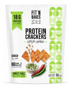 Protein Crackers, Sweet Chili Flavor (50g Pack) – 18g Plant-Based Protein, Oven-Baked Healthy Snacks, No Added Sugar, Palm Oil Free, Crispy Tortilla Style Crackers for Fitness & Diets