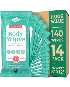 Body Wipes 14 Pack 140 XL Bath Wipes for Adults No Rinse Adult Wipe for Elderly Body Face Gentle Skin Cleansing Shower Wipe Bathing for Travel Elderly Car Gym Camping 8x12 Inch
