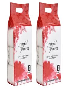 Purple Parrot Toilet Paper Roll / Pack of 6x2 / 2 Ply / Each Roll 235 Sheet l