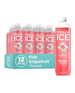 Sparkling Ice Pink Grapefruit Sparkling Water Zero Sugar Flavored Water with Antioxidants and Vitamins Zero Sugar 17 fl oz Bottles Pack of 12