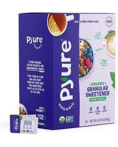 Pyure Organic Stevia Packets - Zero Calorie Granulated Sweetener for Coffee and Baking - Plant-Based, Keto, Diabetic & Paleo Friendly - 240 Packets