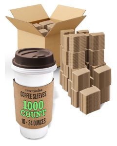 Stock Your Home 1000 Count Coffee Cup Sleeves for Hot and Cold Drinks 10–24 oz, Recyclable Disposable Coffee Sleeves, Drink Cup Sleeves for Everyday Use, Caterers and Coffee Shops