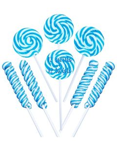 Blue Candy 12 Swirl And 12 Twisty Lollipops PACK 24 Suckers Individually Wrapped Bulk Great for Candy Buffet Boy Baby Shower Birthday Favor Candy