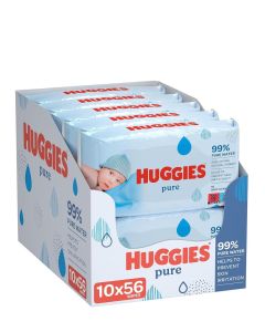 Huggies Pure Baby Wipes, 99% Pure Water Wipes, 10 Pack x 56 (560 Wipes)
