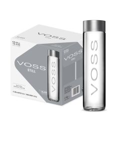 Voss Natural Mineral Water, 800 ml x 12 glass water bottles &Iconic Bottle Design