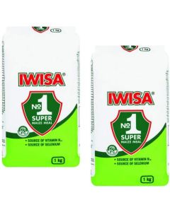 Iwisa No.1 Super Maize Meal, South African Corn Flour, 2 kg (2 X 1 kg)