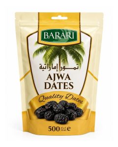 Barari Premium Ajwa Dates 500g / Al Madinah Saudi Dates / Soft & Naturally Sweet / Healthy Snack / Resealable Pouch