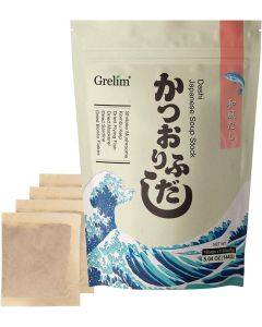 Grelim Dashi Stock - Japanese Dashi Soup with Natural Ingredients, 18 Packets, 5.04 oz