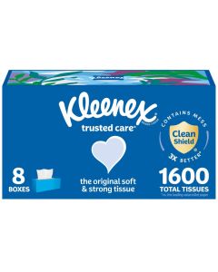 Kleenex Trusted Care Facial Tissues 8 Flat Boxes 200 Tissues per Box 2Ply Packaging May Vary