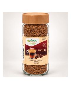 AROMA FRESH Gold 100% Pure Freeze Dried Instant Coffee Made from Premium Robusta Beans, Rich Aroma & Smooth Taste, Product of POLAND - 200g Jar