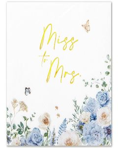 Crisky 50 Pcs Bridal Shower Napkins - Gold Foil Miss to Mrs Blue Floral Paper Disposable Napkins for Engagement/Bridal Shower/Bridal/Bachelorette Party Decoration, 3-Ply