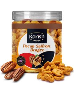 Karish Pecan Coated Saffron Chocolate 180g- Premium Dry Fruit Choco Snack - Natural & Aromatic Kesar Flavor - Gourmet Gift Box