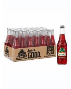 Strawberry Flavour Mexican Carbonated Soft Drink Soda in Glass Bottles, Fruity Fizzy Refreshing Beverage, 370 ml Each, Made in Mexico Since 1950, Case Pack of 24
