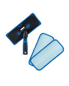 Unger ProClean Connect and Clean Indoor Window Cleaning Kit Washing Tool with Swivel Head for Tight Corners and Edges StreakFree Results on Glass and Mirrors Reusable Microfiber Pads