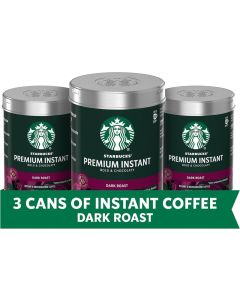 Starbucks Premium Instant Coffee, Dark Roast - 3 Pack of 3.17 Oz Tins with 100% Arabica Beans