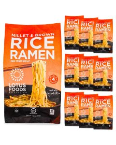 Lotus Foods Bulk Food Organic Millet Brown Rice Ramen Noodles with Red Miso Soup GlutenFree Easy to Cook Healthy Japanese Noodles with Instant Gourmet Broth 28 Oz Pack of 10