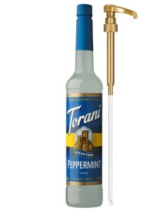 Torani Sugar Free Peppermint Coffee Syrup, Flavored Syrup for Drinks, Zero Calorie, Pump Included, 25.4 Fl Oz
