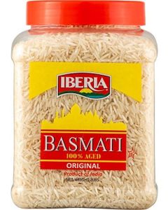 Iberia Basmati Rice Jar 2 Pounds Extra Long Grain Naturally Aged Indian White Basmati Rice Natural Basmati Rice in Food Grade Jar