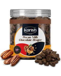 Karish Pecan Dragee Milk Chocolate 180g Jar – Crunchy Nut Snack Coated in Smooth Milk Chocolate, Perfect for Gifting & Sharing