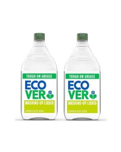 ecover Ecover Lemon & Aloe Vera Washing Up Liquid - 950 ml (Pack of 2) / Dishwashing Liquid, Dish Soap, Kitchen Cleaner, Grease Remover, Plant-Based Eco Friendly Biodegradable Dish Wash