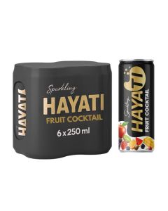 Hayati Fruit Cocktail Sparkling Fruit Juice Soda / 20% Real Mixed Fruit Juice / Sweet & Tangy Tropical Burst / Rich in Vitamin C / Halal Certified / Carbonated Soft Drink / 250ml Can (Pack of 24)