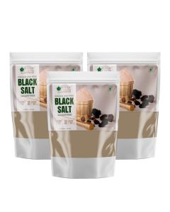 Traditional Kiln Fired Black Salt Powder / 500gm / Kala Namak Non Iodized for weight loss & Healthy Cooking, Natural Substitute of White Salt pack of 3