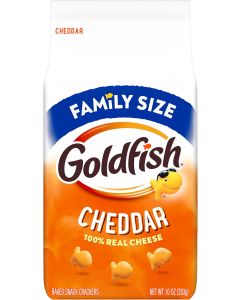 Goldfish Cheddar Crackers, Family Size, 10 Oz Bag - Baked Snack with 100% Real Cheese