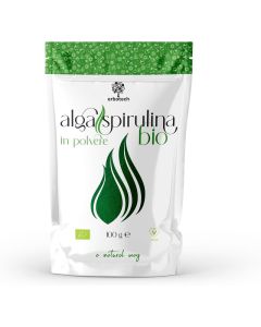 ERBOTECH Organic Spirulina Powder, 100g Bag, Rich in Protein, Calcium and Vitamins, Nutrient-Rich, Organic Support, Vegan, Made in Italy