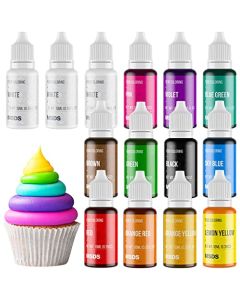 14 Food Coloring Set Nomeca Liquid Vibrant Food Color Tasteless Food Dye for Baking Icing Cake Decorating Fondant Easter Egg Slime Making DIY Supplies Kit 035 Fl oz 10 mlBottles