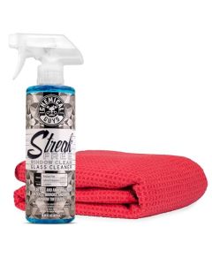 Chemical Guys Streak Free Window Clean Auto Glass Cleaner Bundle with Waffle Weave Microfiber Towel Ammonia Free Spray Safe for Tinted Windows Mirrors Touchscreens and Plastics 16 fl oz