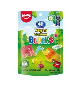 Amos 4D Vegan Gummy Blocks Candy- 65gms