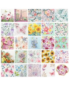 24 Pack Floral Decoupage Napkins Assorted Gorgeous Butterflies Wildflower Watercolor Designs 65 Inch Flower Cocktail Paper Napkins for DIY Crafting Birthday Party Art Projects Decor
