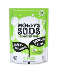 Mollys Suds Dishwasher Pods Clean Dishwasher Detergent Cuts Grease Rinses Clean ResidueFree for Sparkling Dishes 120 AutoRelease Tabs Citrus