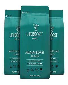 Lifeboost Coffee 3 Pack Medium Roast Ground Coffee - Low Acid Single Origin USDA Organic Coffee - Non-GMO Ground Coffee Third Party Tested For Mycotoxins & Pesticides - 12 Ounces