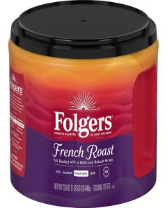 Folgers French Roast Medium-Dark Roast Ground Coffee, 22.6 Ounce Canister