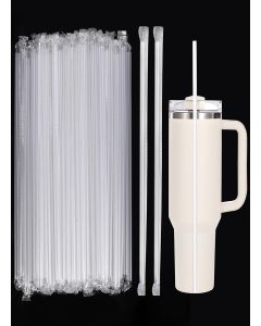 [12" Long x 0.31" Wide] Heavy Duty Disposable Straws for 40 30 OZ Tumbler - 100Pcs Clear Plastic Straw for Stanley Cup 40 OZ 30 OZ, Individually Wrapped Extra Long Drinking Straws for Large Bottle