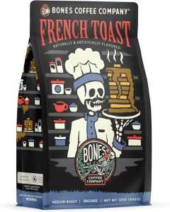 Bones Coffee Company French Toast - Sweet and Buttery Flavored Medium Roast Ground Coffee, 12 Oz
